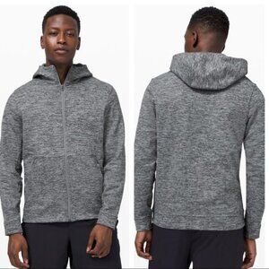 Lululemon L Gray Heather Full Zip Hooded Jacket‎ Pockets WELTERWEIGHT Wool Blend